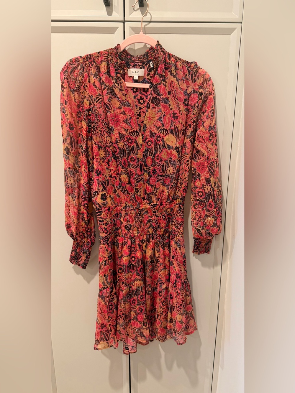 A.L.C. Long Sleeve Floral Midi Dress